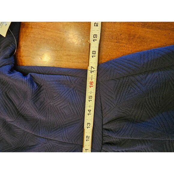 Melissa Masse Quilted Navy Blue Fit & Flare Knee-Length Dress 1X Long Sleeve Mod - Picture 9 of 13